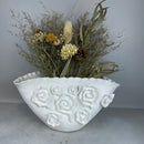 Axyaa White Rose Embossed Porcelain Flower Vase - Home Decor Craft