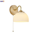 Axyaa Modern White Glass LED Wall Sconce with Pull Chain Switch