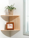 Axyaa Burlywood Wooden Corner Shelf: Boho Style Storage & Room Décor Organiser