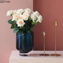 Axyaa Glass Vase: Modern Minimalist Floral Desk Decor