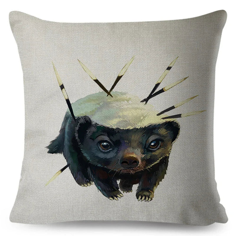 Axyaa Watercolor Animal Pillowcase - Cute Cartoon Design for Living Room Sofa