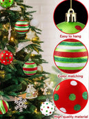 Axyaa Colorful Glitter Christmas Ball Ornaments Set