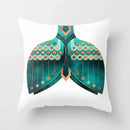 Axyaa Teal Blue Flower Leaves Pattern Pillow Case for Home Decor