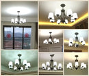 Axyaa Black Iron Glass Shade Chandelier: Industrial Farmhouse Style Lighting