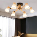 Axyaa Nordic Wood Glass Chandelier E27 Ceiling Hanging Chandelier White