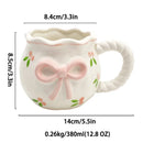 Axyaa French Ceramic Hand Pinch Bow Mug - Cute Breakfast Tea Cup Gift