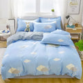 Axyaa Daisy Print Bedding Set: Queen/King Duvet Cover, Flat Sheets - Cozy & Durable