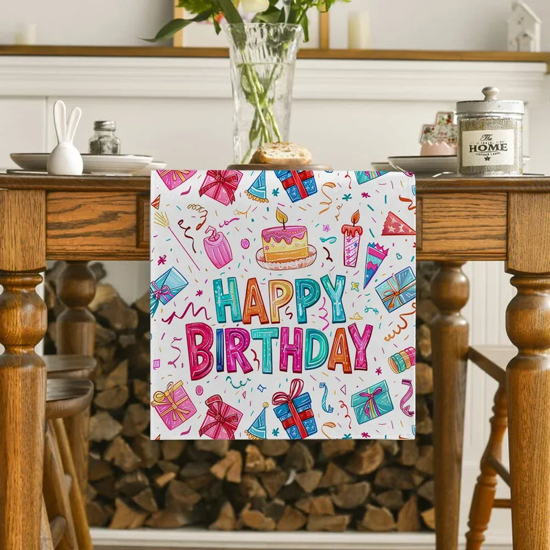Axyaa Birthday Celebration Table Runner for Family Parties and Kitchen Decor