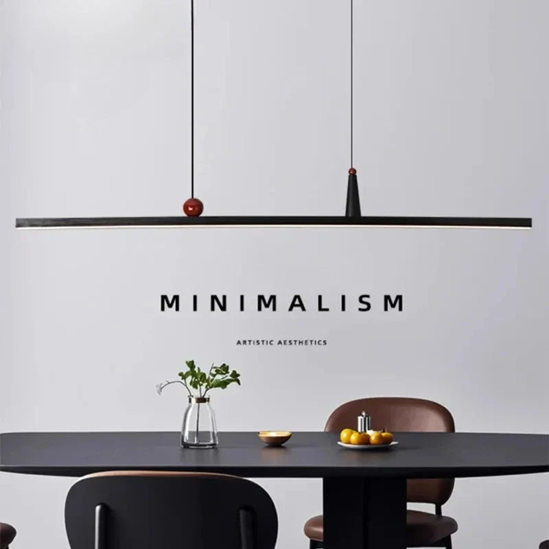Axyaa Black Aluminum LED Chandelier - Modern Pendant Light for Office Island & Bar Table