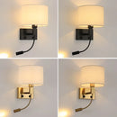 Axyaa LED Rotating Angle Wall Light with Fabric Lampshade for Bedroom and Living Room