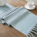 Axyaa Jacquard Plaid Table Runner with Tassels for Farmhouse Decor