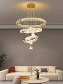 Axyaa Luxury Crystal Chandelier Ring Pendant Light - Elegant Living Room Fixture