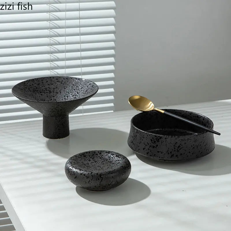 Axya Ceramic Dinner Plate Set - Irregular Texture, Soup Bowl, Salad Bowl - Solid Color