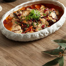 Axyaa Rock Ceramic Main Dish Plate: Creative Pure White Tableware