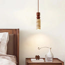 Axyaa Yellow Cave Stone Wood Pendant Light - Japanese Wabi Sabi Style - Retro Creative Design