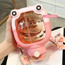 Axyaa Kawaii Bear Kids Water Bottle 1000ml with Straw - BPA Free, Cute Design