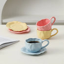 Axyaa Black Red Macaroon Ceramic Coffee Mug Cup With Saucer
