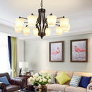 Axyaa Black Iron Glass Shade Chandelier: Industrial Farmhouse Style Lighting