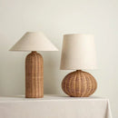 Rattan Desk Lamp Japanese Style LED Table Lamp for Bedroom Living Room by Axyaa