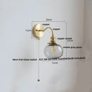 Axyaa Green Class Ball LED Wall Light Fixture with Copper Socket Switch