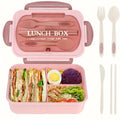 Axyaa 3-Compartment Lunch Box & Tableware Set for School Work Camping Bento Box