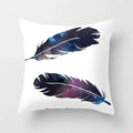 Axyaa White Feather Pillowcase Blue Polyester Cushion Cover for Home Decor