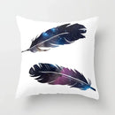 Axyaa White Feather Pillowcase Blue Polyester Cushion Cover for Home Decor