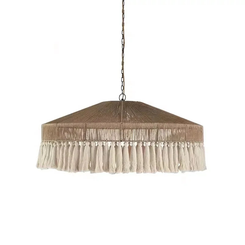 Axyaa Retro Hemp Rope Pendant Lights with Tassel, Hand-woven for Bedroom and Dining Room