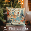Axyaa Festive Santa & Tree Print Pillow Covers for Sofa, Bedroom, Car.