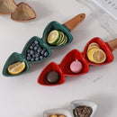 Axyaa Ceramic Handle Bowl Snack Plate with Bamboo & Wood Handle