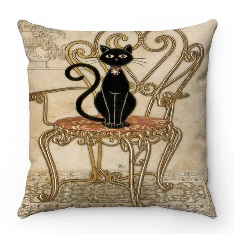 Axyaa Cartoon Cat Pattern Sofa Cushion Covers - Lovely Animal Pillowcase