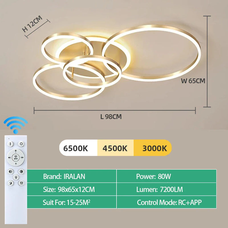 Axyaa Round Circle Ring Chandelier Ceiling Lamp for Home Decor Lighting in Living Bedroom