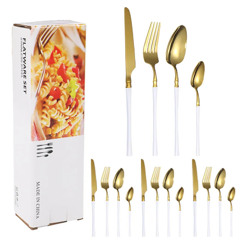 Axyaa 16-Piece Stainless Steel Tableware Set for Restaurants, Hotels, and Homes
