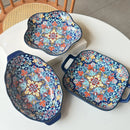 Axyaa Ceramic Fish Plate Set, Double-Eared Steamed Cooking Plate, High-Value Salad Plate