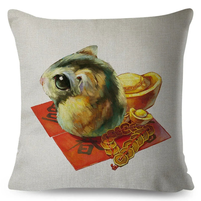 Axyaa Watercolor Animal Pillowcase - Cute Cartoon Design for Living Room Sofa