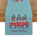 Axyaa Christmas Pickup Truck Pygmy Fir Snowflake Table Runner