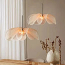 Axyaa Flower LED Chandelier: French Fabric Modern Ceiling Pendant Light