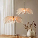 Axyaa Japanese Floral LED Chandelier, Elegant French Fabric Ceiling Pendant for Modern Home Décor