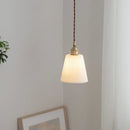 Axyaa Nordic Copper LED Pendant Lamp with Ceramic Lampshade for Living Room Chandelier