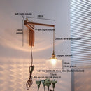 Axyaa Glass Flower LED Wall Lamp with Flexible Arm, Wood Modern Nordic Design
