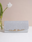Axyaa Rhinestone Evening Bag with Crossbody Chain - Women's Handbag