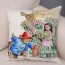 Axyaa Cartoon Bear Cushion Cover - Cute Animal Pillowcase for Sofa and Children's Room