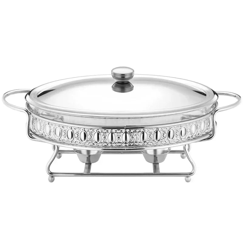 Axya Luxury Golden Oval Chafing Dish Set - Stainless Steel & Glass Serving Dish