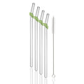 Axyaa Glass Drinking Straws Bent Set with Brush - Milk Shake Coffee Cocktail Straw