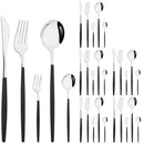 Axyaa Stainless Steel Cutlery Set - Black Silver Dinnerware Flatware Tableware Kit