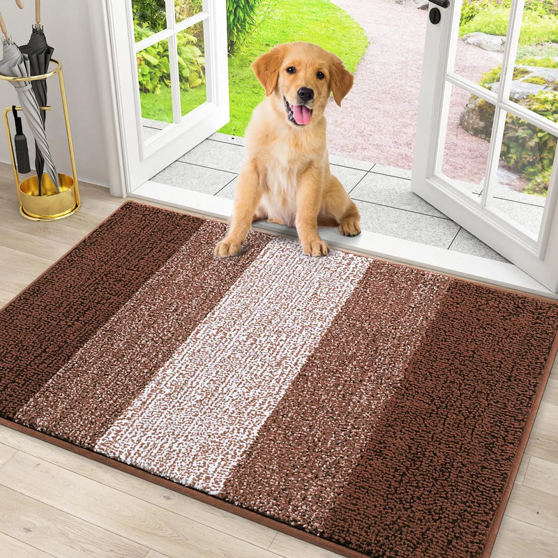Axyaa Furry Dog Door Mat for Muddy Paws: Non-Slip Indoor Entryway Doormat