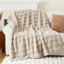 Axyaa Faux Rabbit Fur Throw Blanket: Soft Plush Cozy Mink Blanket for Bed & Sofa