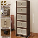 Axyaa 5-Tier Foldable Storage Cabinet with Wheels for Clothes Organization