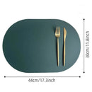 Axyaa Oval Green Faux Leather Placemat Set for Kitchen Dining & Coffee Table