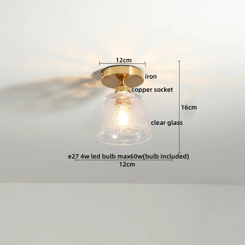 Axyaa Copper Glass LED Ceiling Light for Home Decor - Nordic Style Fixtures